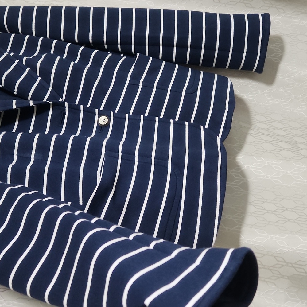 Charter Club Navy and White Striped Blazer - Picture 5 of 14